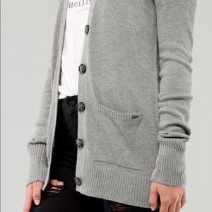 Hollister grey cardigan with pockets and buttons